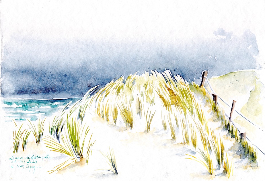 Une dune peinte à l'aquarelle